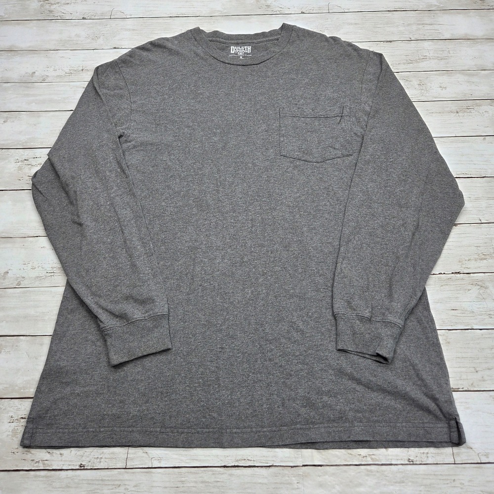 Duluth Trading Co Long Sleeve Pocket T-Shirt Men M Gray Cotton Workwear